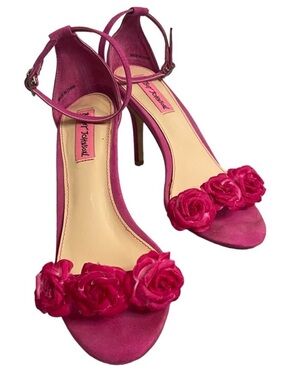 Betsey Johnson Fuchsia Rose-Accent Ankle-Strap Heels